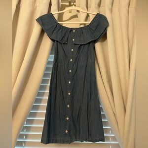 Hollister denim, off the shoulder, button up dress